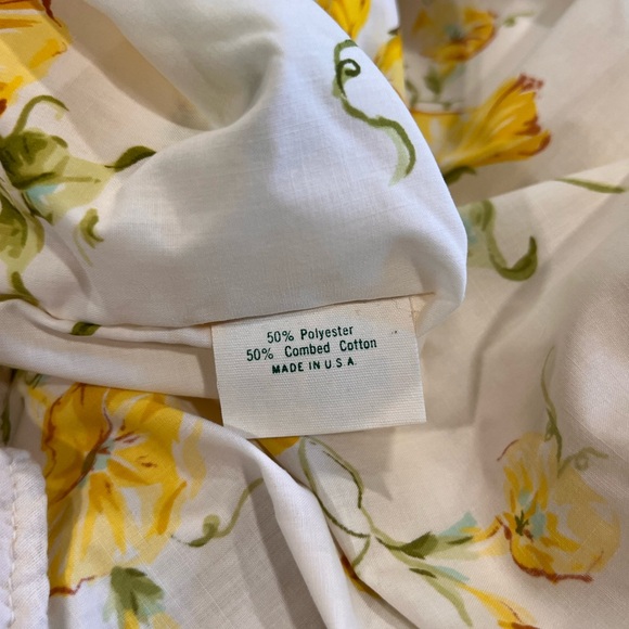 Vintage 70's Pequot "Morning Glory" Fitted Twin Sheet Golden Flower Print - Picture 5 of 5